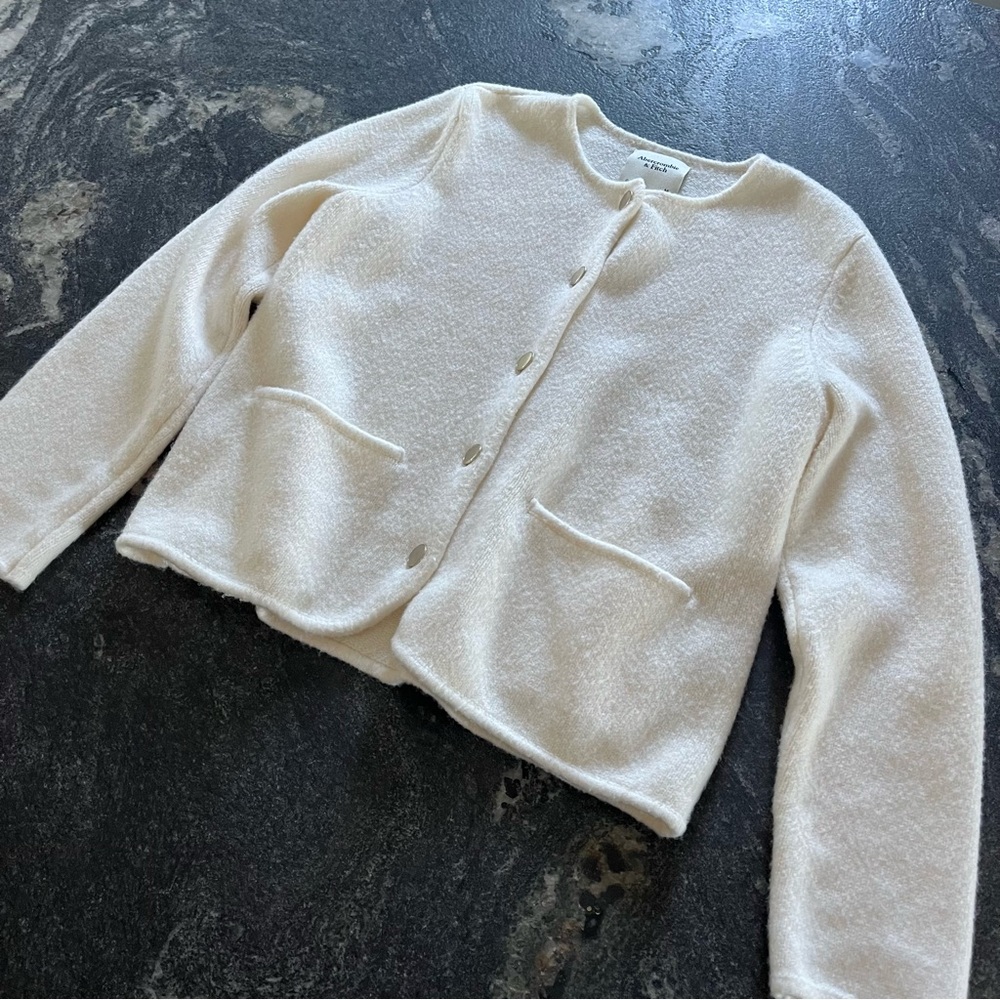 Cozy White Button-Up Cardigan